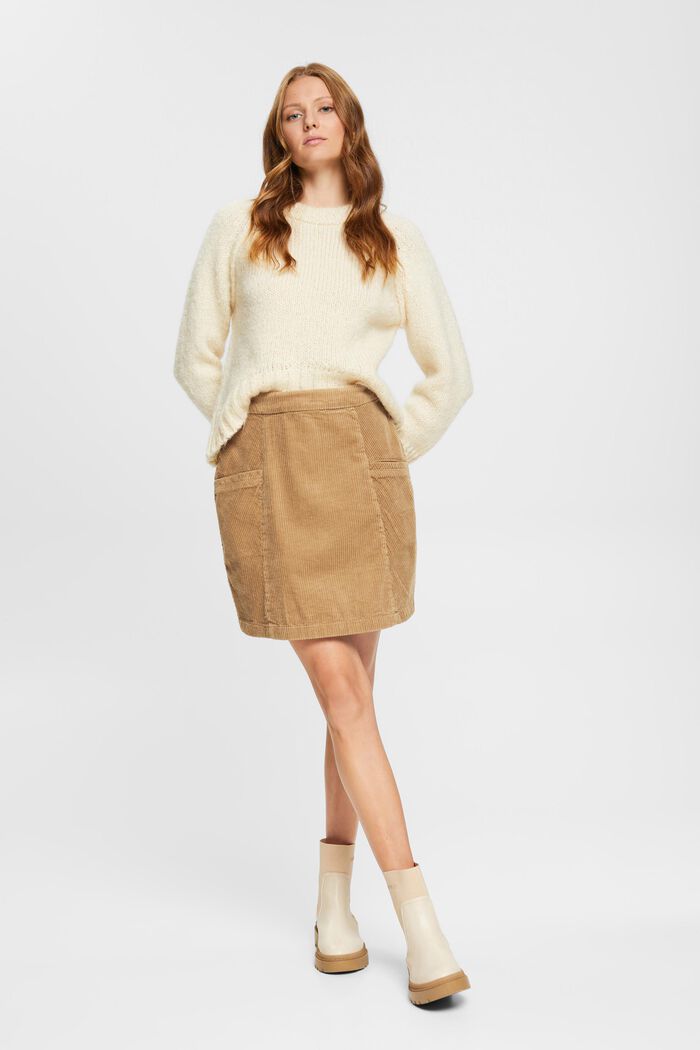 Minifalda de pana, 100 % algodón, KHAKI BEIGE, detail image number 2