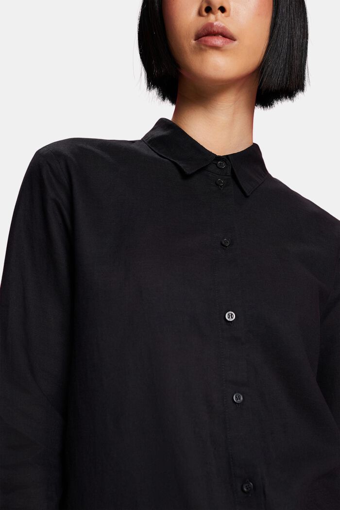 Camisa de lino y algodón, BLACK, detail image number 2