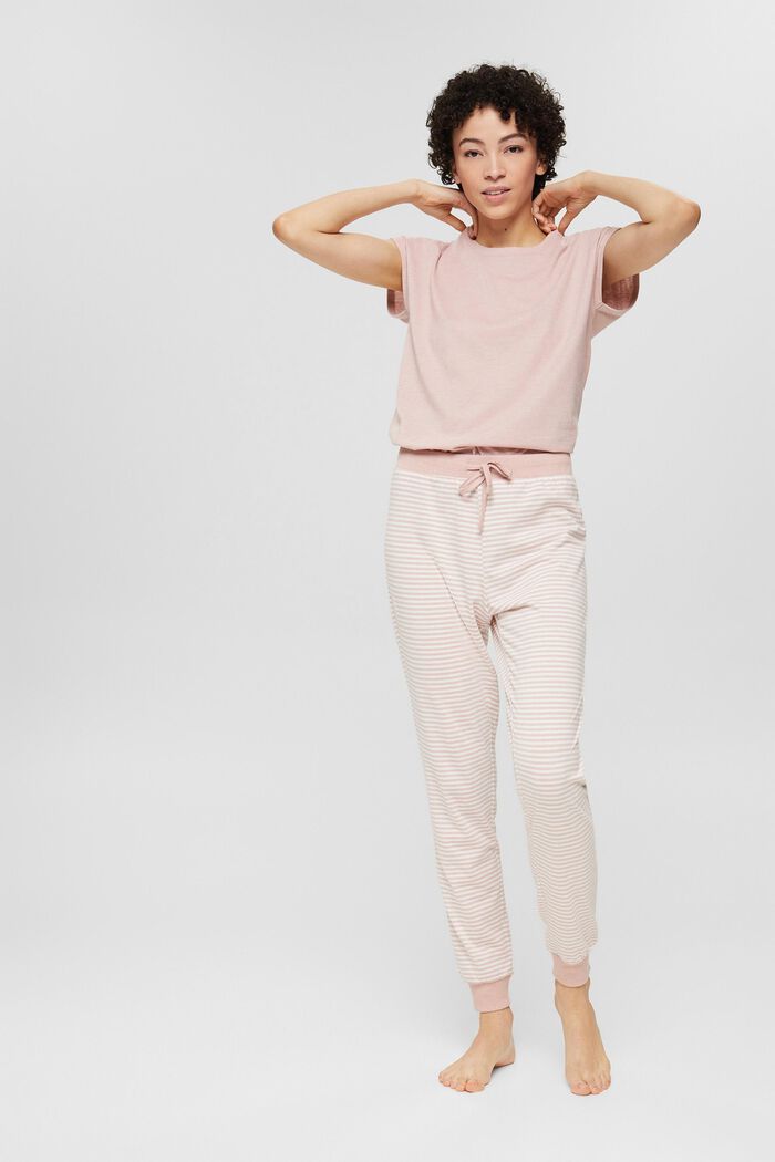 Pantalón de pijama en punto con mezcla de algodón ecológico, OLD PINK COLORWAY, detail image number 1