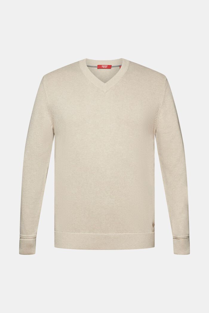Jersey de algodón con el cuello en pico, SAND, detail image number 5