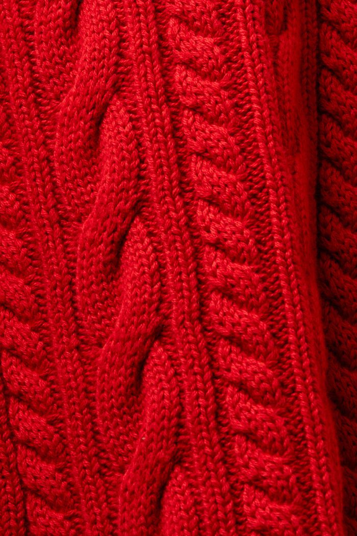 Cárdigan en punto trenzado de algodón ecológico, DARK RED, detail image number 5