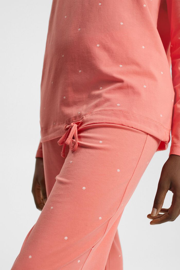 Pijama de algodón con estampado allover, CORAL, detail image number 4