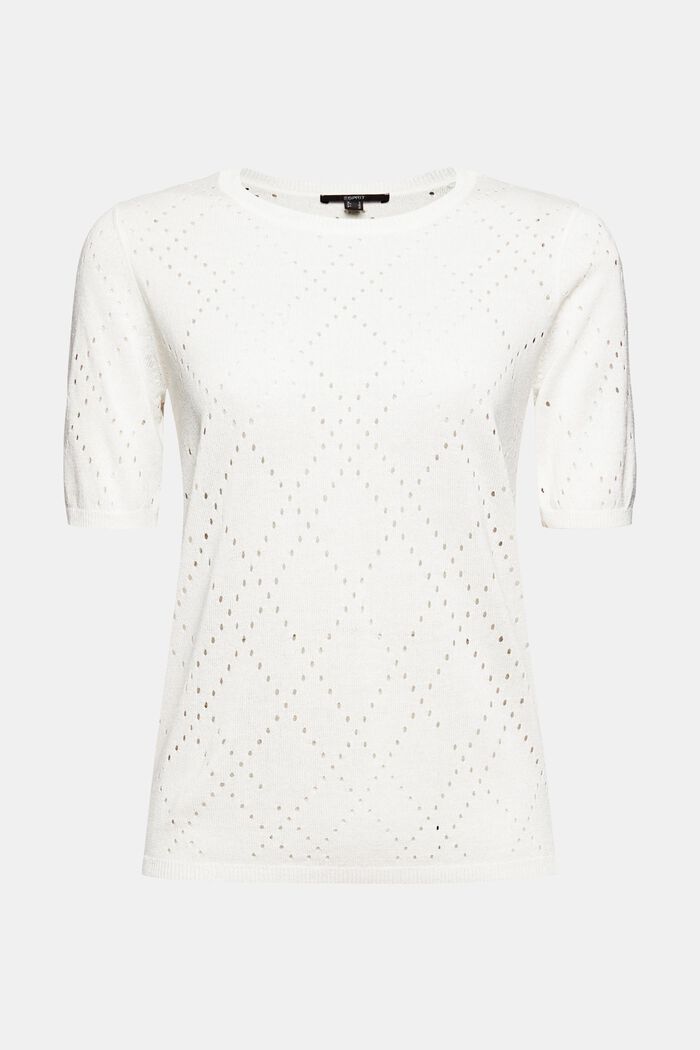 Con lino: camiseta de punto calado, OFF WHITE, detail image number 5