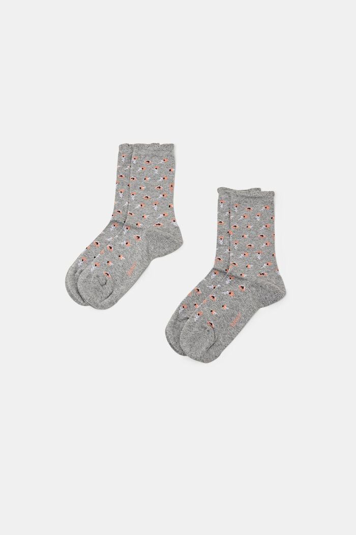 Pack de 2 pares de calcetines florales de punto, LIGHT GREY, detail image number 0