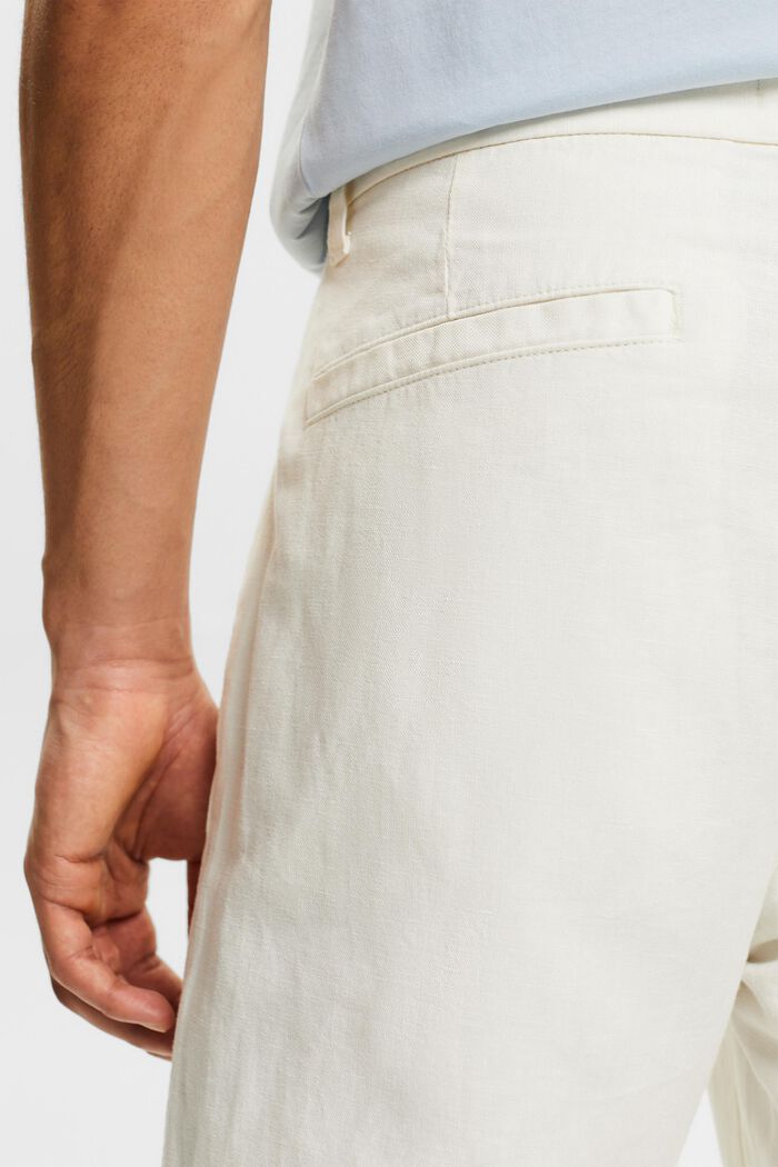 Pantalón Straight en lino y algodón, OFF WHITE, detail image number 3