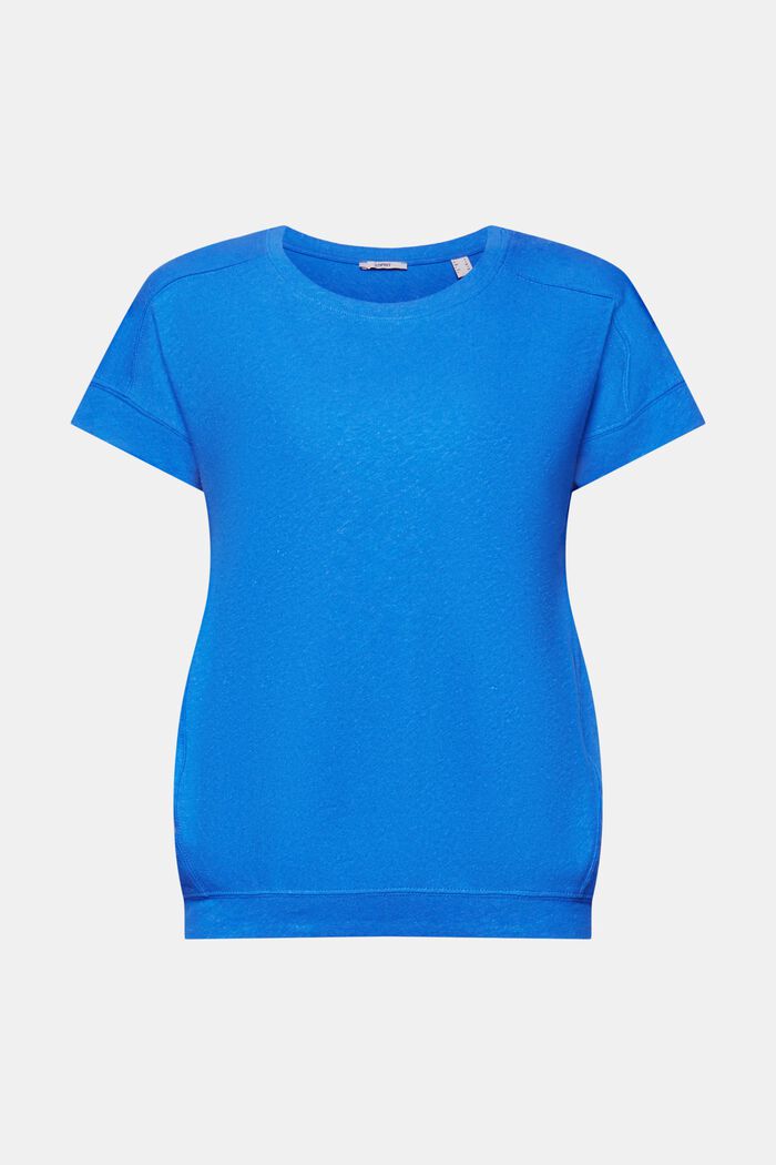 Camisa en mezcla de algodón y lino, BRIGHT BLUE, detail image number 5