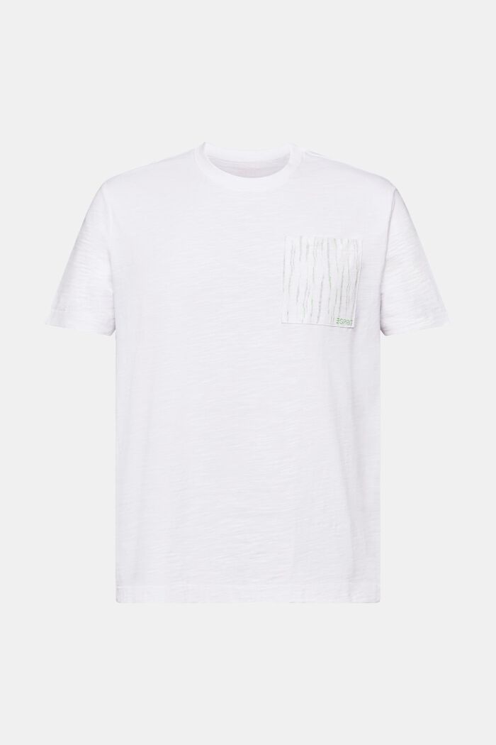 Camiseta algodón flameado logotipo bolsillo, WHITE, detail image number 6