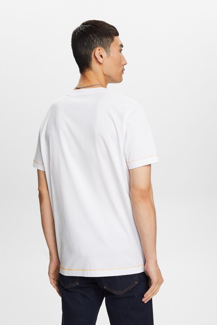 Camiseta de tejido jersey con cuello redondo, 100 % algodón, WHITE, detail image number 3