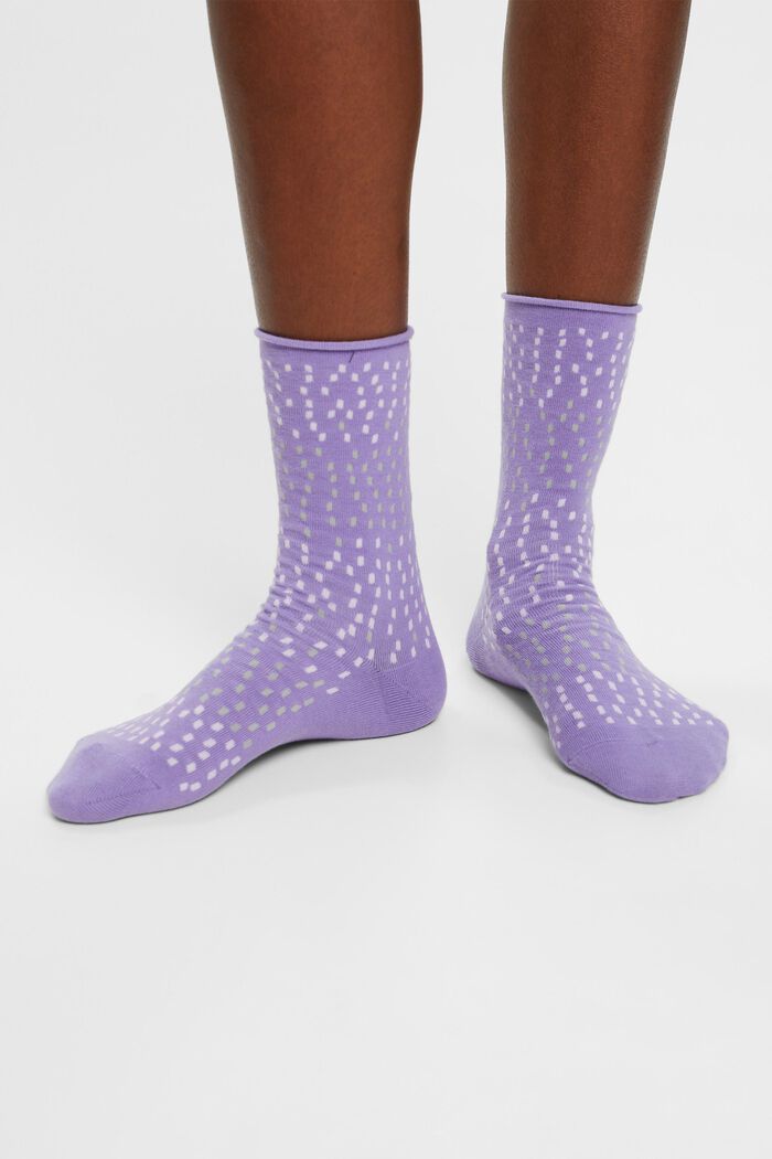 Pack de 2 pares de calcetines estampados, algodón ecológico, LILAC/BLACK, detail image number 1