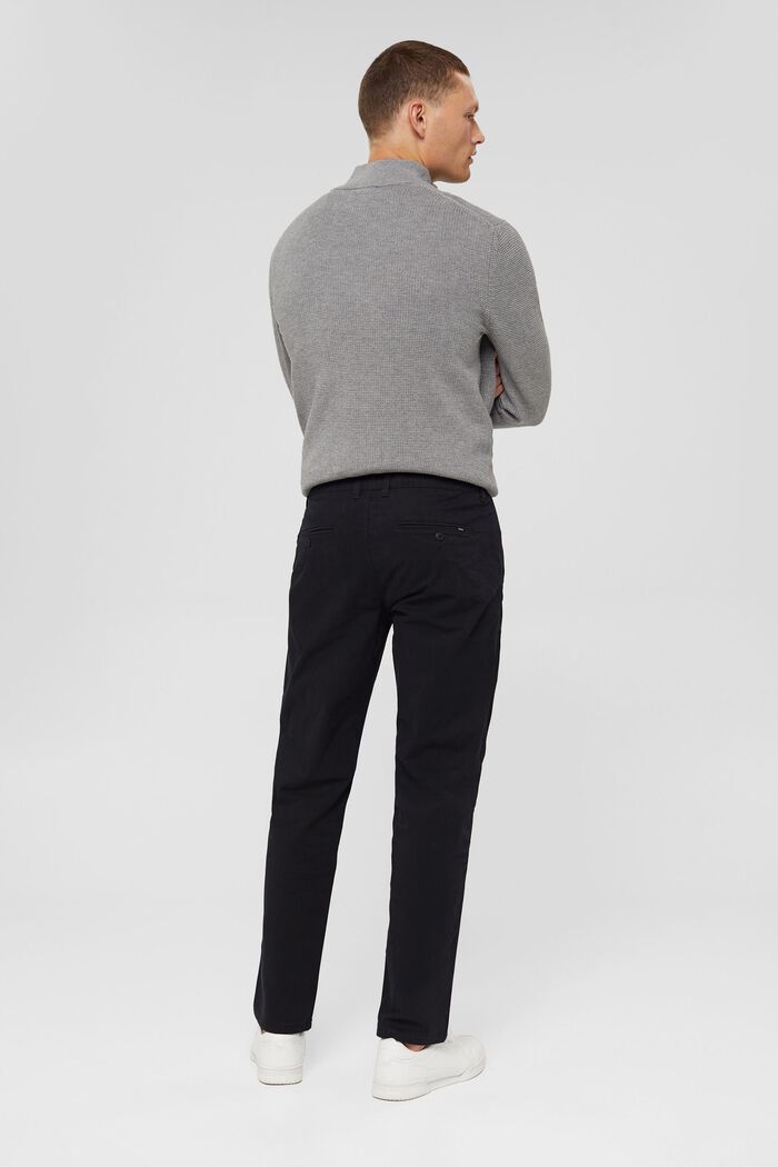 Pantalón chino de corte recto en algodón ecológico, BLACK, detail image number 2