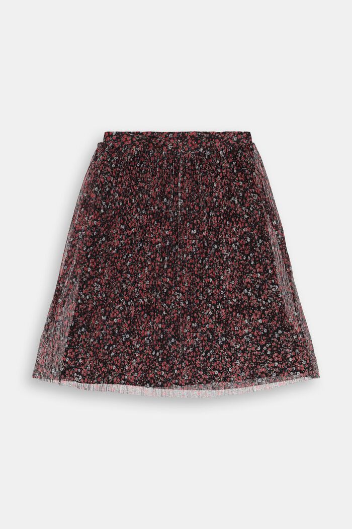CURVY - Falda de malla plisada con estampado de flores