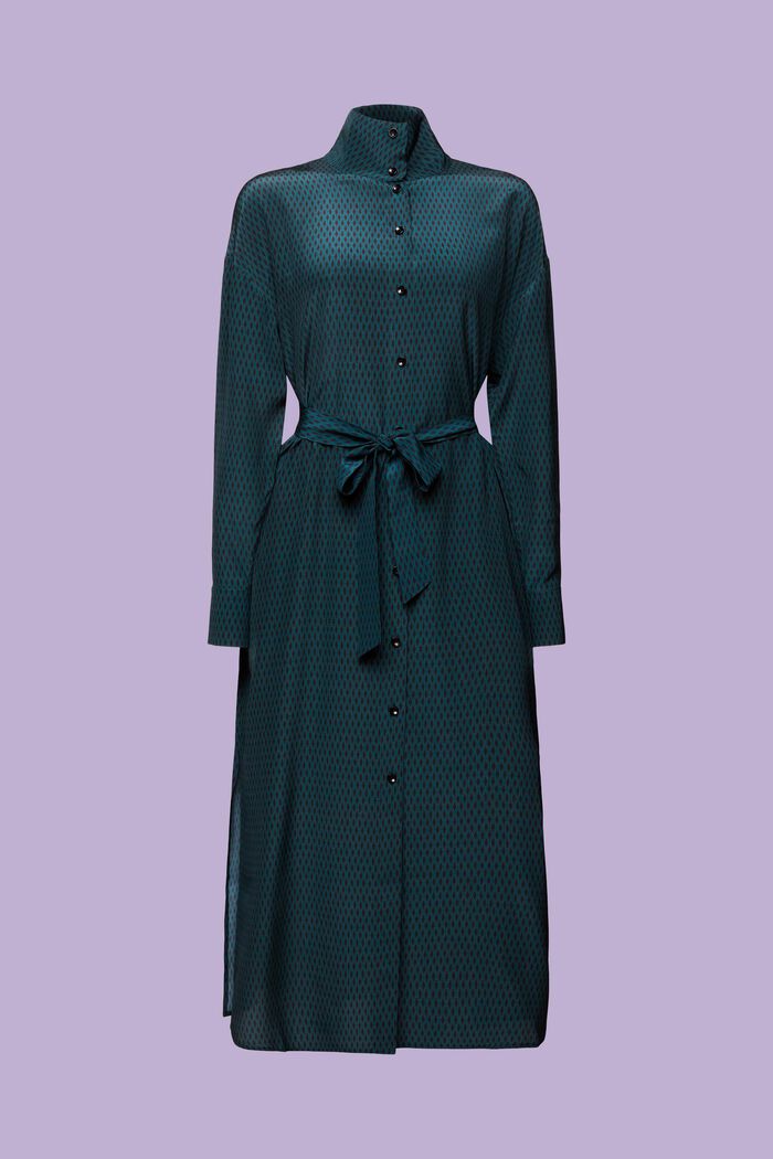 Vestido camisero de seda, EMERALD GREEN, detail image number 6