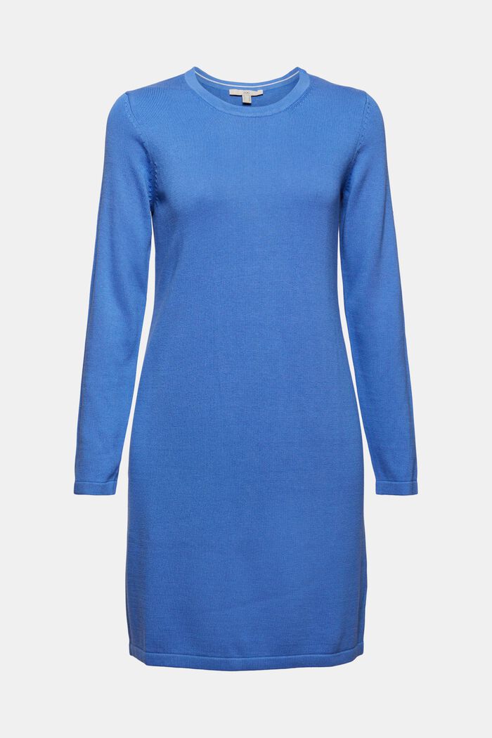 Vestido básico de punto en una mezcla de algodón ecológico, BRIGHT BLUE, detail image number 0