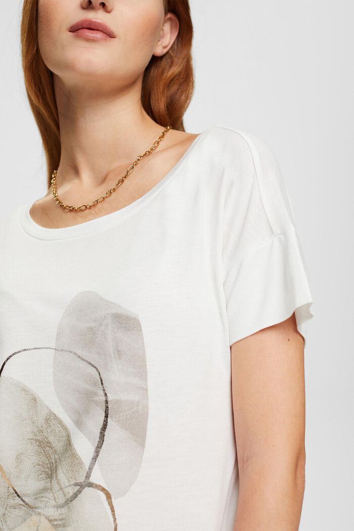 Camiseta con estampado metalizado, LENZING™ ECOVERO™, OFF WHITE, detail image number 0