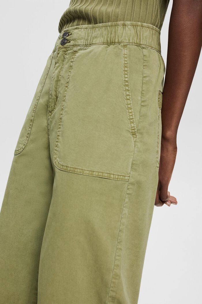 Pantalón culotte con cintura elástica, KHAKI GREEN, detail image number 2