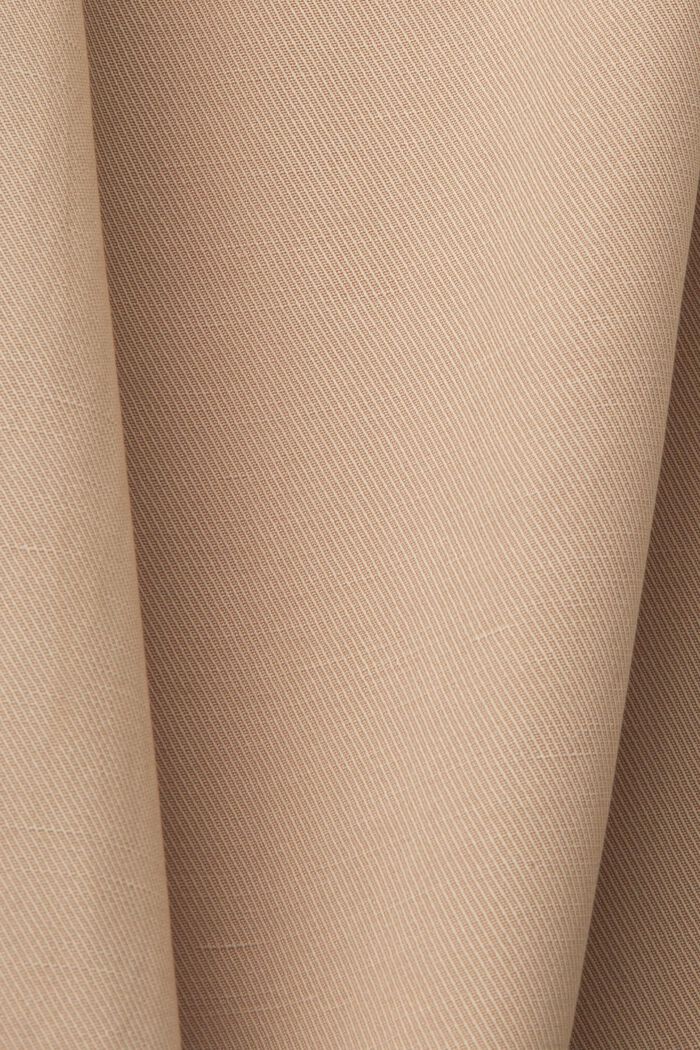 Pantalones anchos de talle alto en mezcla de lino con cinturón, TAUPE, detail image number 5