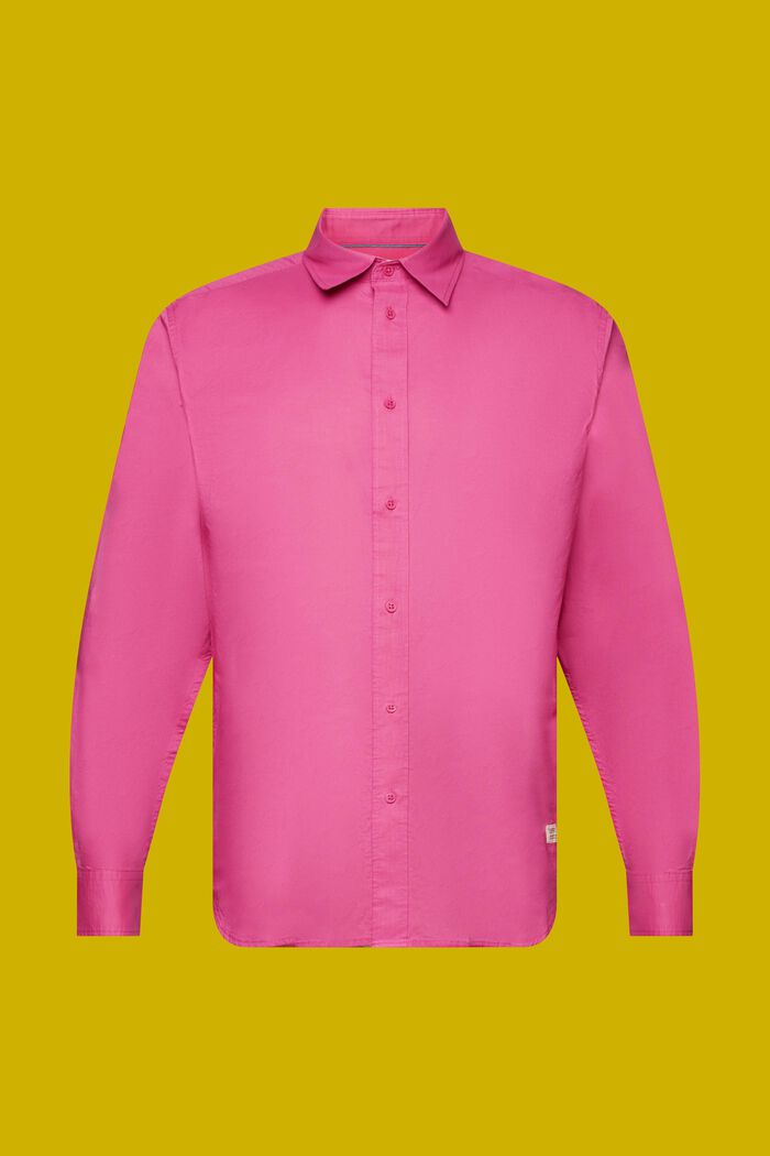 Camisa de manga larga lisa, 100% algodón, DARK PINK, detail image number 5
