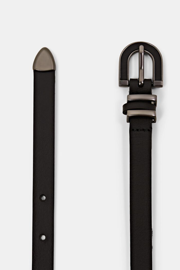 Cinturón fino de piel, BLACK, detail image number 1