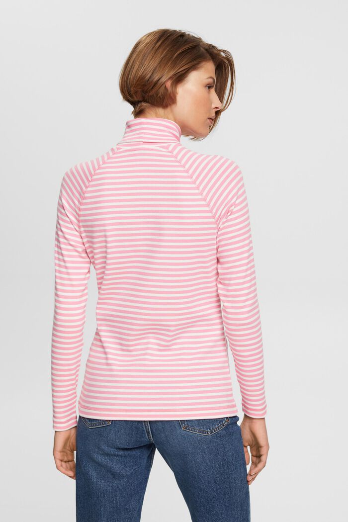 Camiseta de manga larga a rayas con cuello vuelto, PINK, detail image number 3