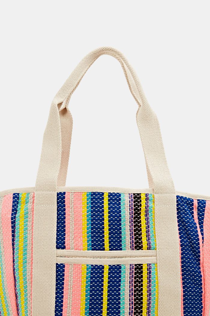 Bolso shopper con rayas de colores, CORAL, detail image number 3