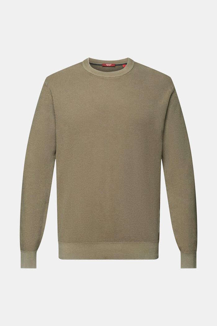 Jersey básico de cuello redondo, 100% algodón, KHAKI GREEN, detail image number 5