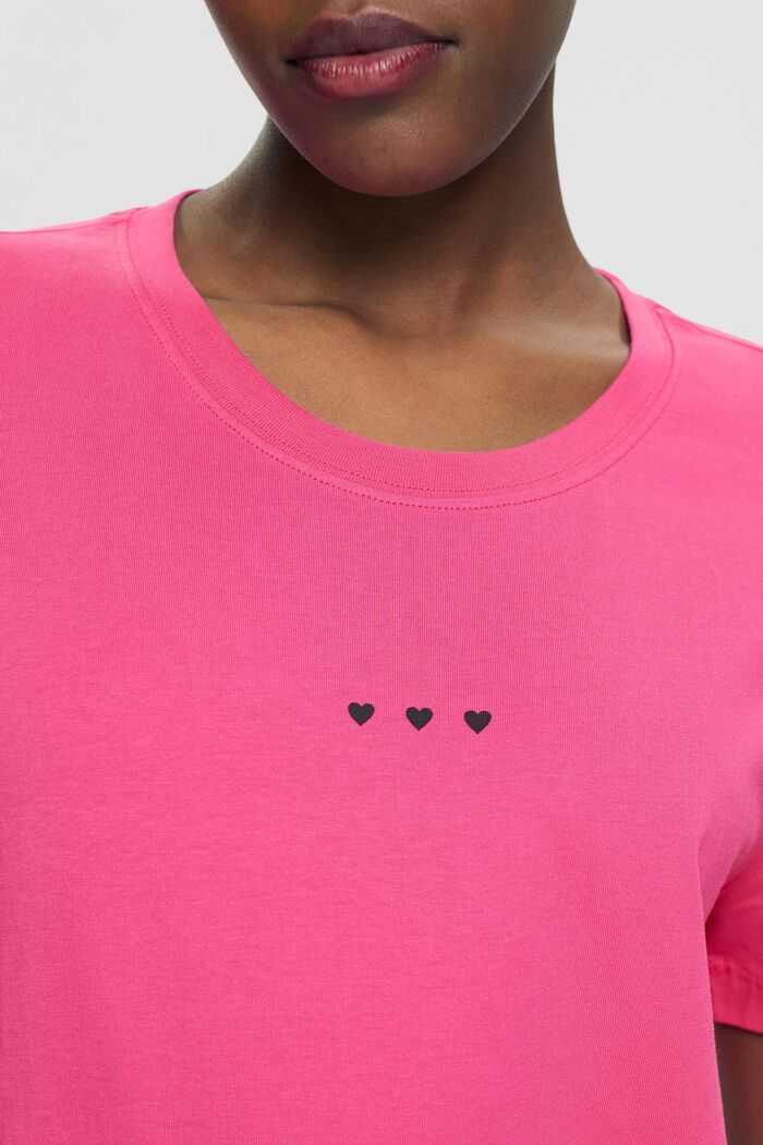 Camiseta con estampado de corazón, PINK FUCHSIA, detail image number 2