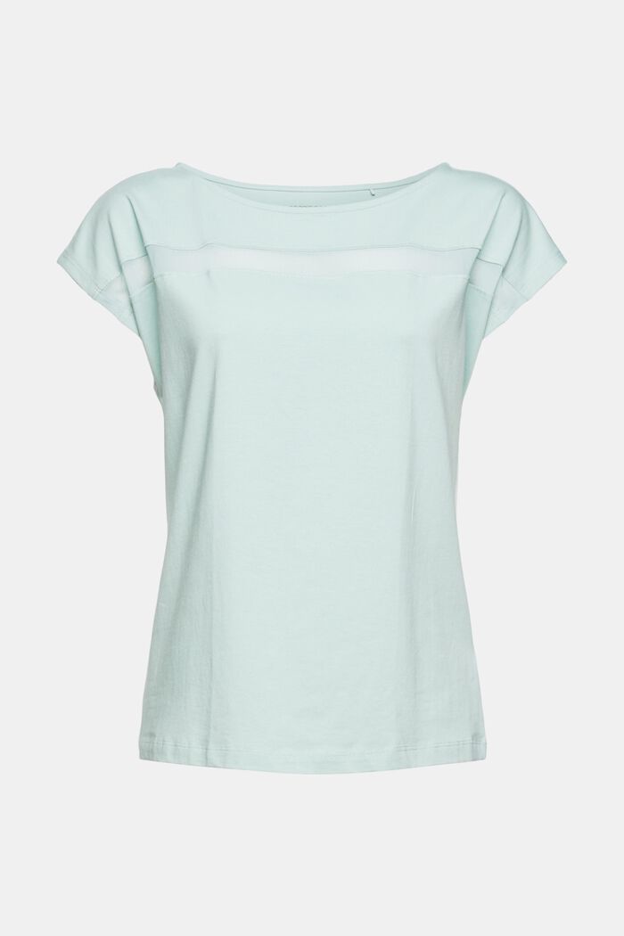 Camiseta deportiva con detalle de malla, algodón ecológico, PASTEL GREEN, overview