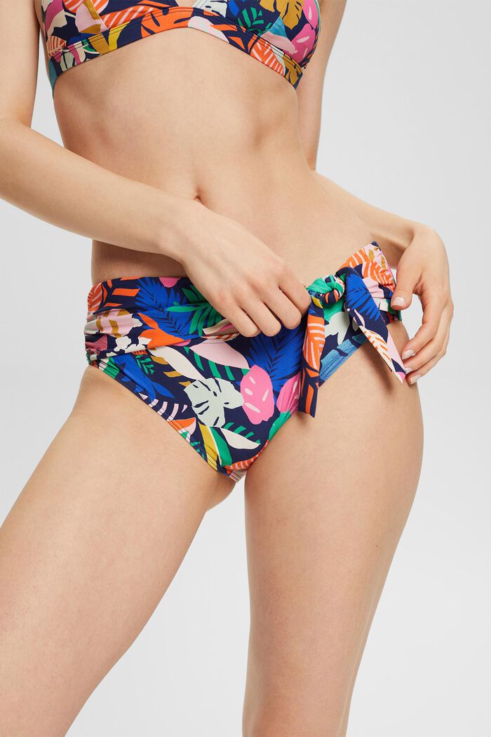 Braguita de bikini con estampado colorido con detalle de nudo, NAVY, detail image number 1