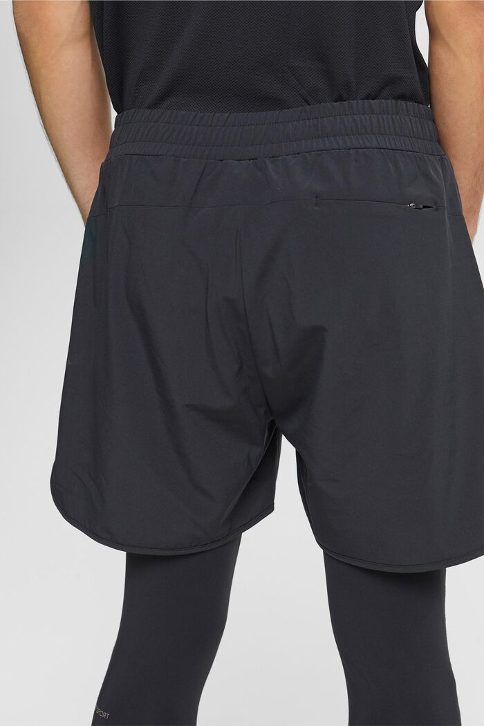 Pantalones cortos 2 en 1 con mallas, E-DRY, BLACK, detail image number 4