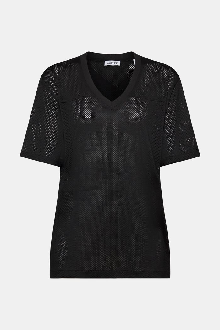 Camiseta de punto abierto con cuello en pico, BLACK, detail image number 5