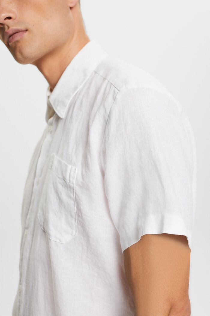 Camisa de lino con manga corta, WHITE, detail image number 2