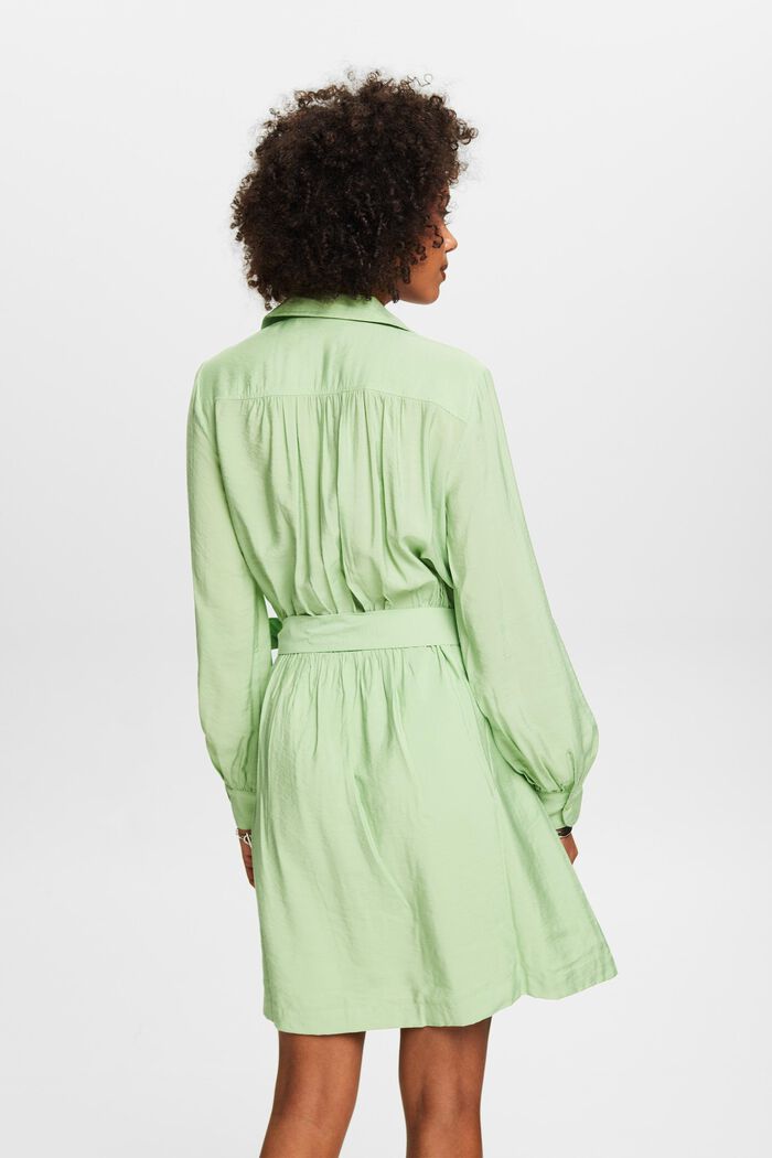 Vestido corto cruzado con textura arrugada, LIGHT GREEN, detail image number 3