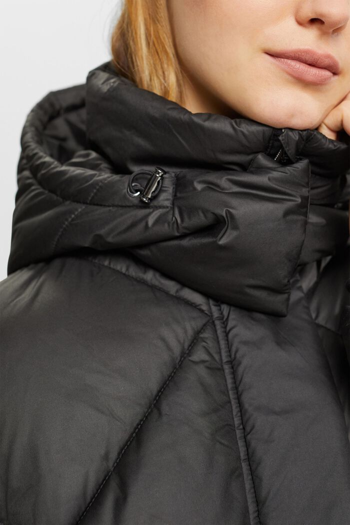 Abrigo largo con acolchado de rombos, BLACK, detail image number 2