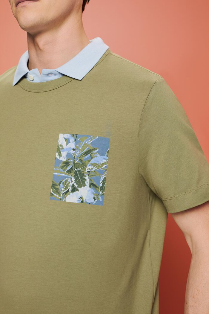 Camiseta de tejido jersey con estampado, 100% algodón, LIGHT KHAKI, detail image number 2
