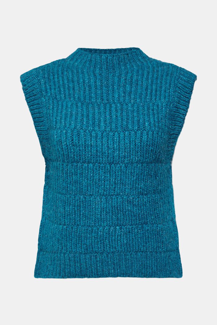 Jersey sin mangas en mezcla de lana, TEAL BLUE, overview
