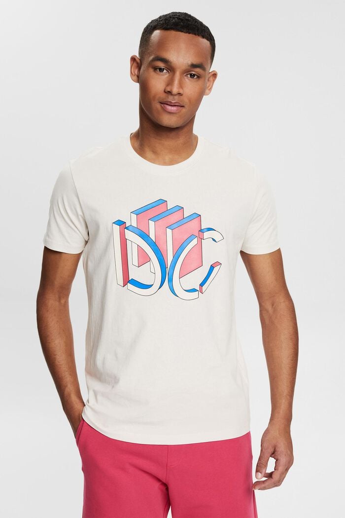 Camiseta de jersey con estampado geométrico 3D del logotipo