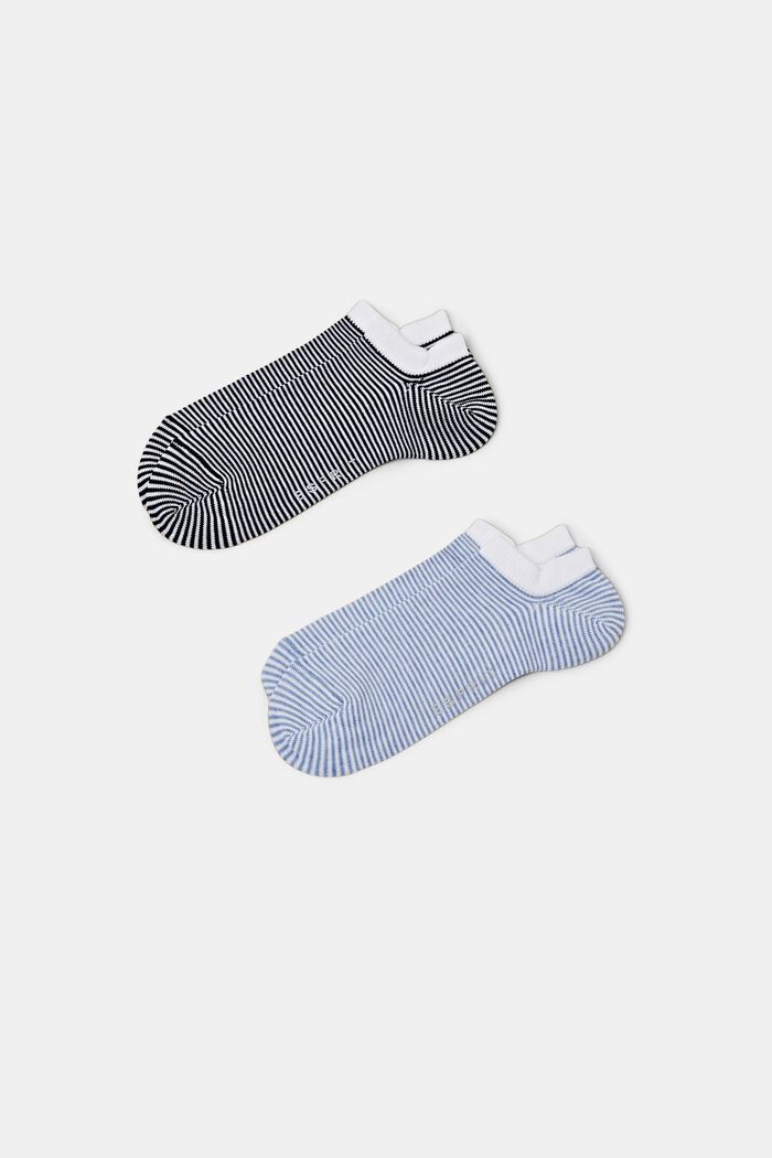 Pack de 2 pares de calcetines tobilleros a rayas, BLACK/BLUE, detail image number 0