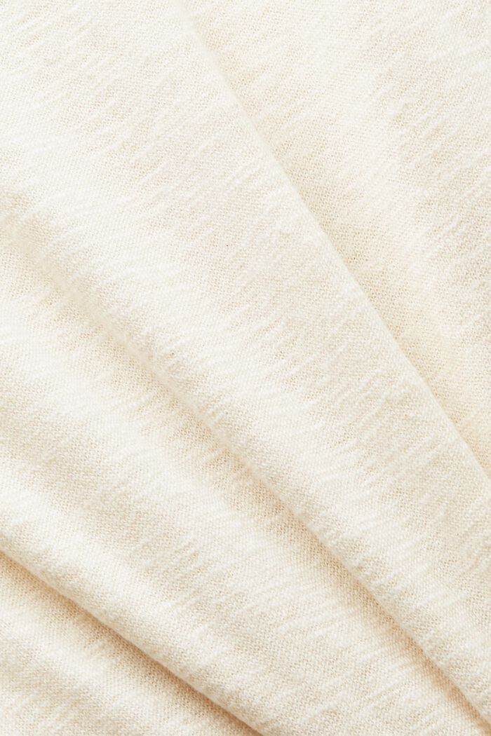 Jersey de algodón y lino con cuello redondo, CREAM BEIGE, detail image number 4