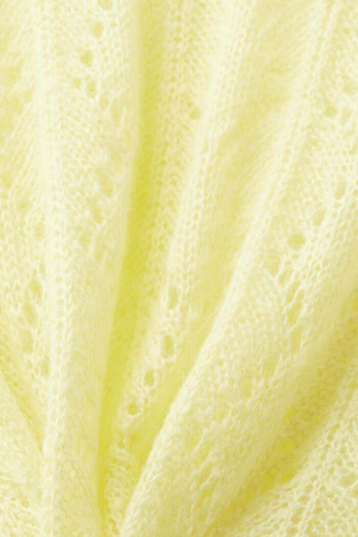 Jersey de punto abierto de mezcla de lana, LIME YELLOW, detail image number 5