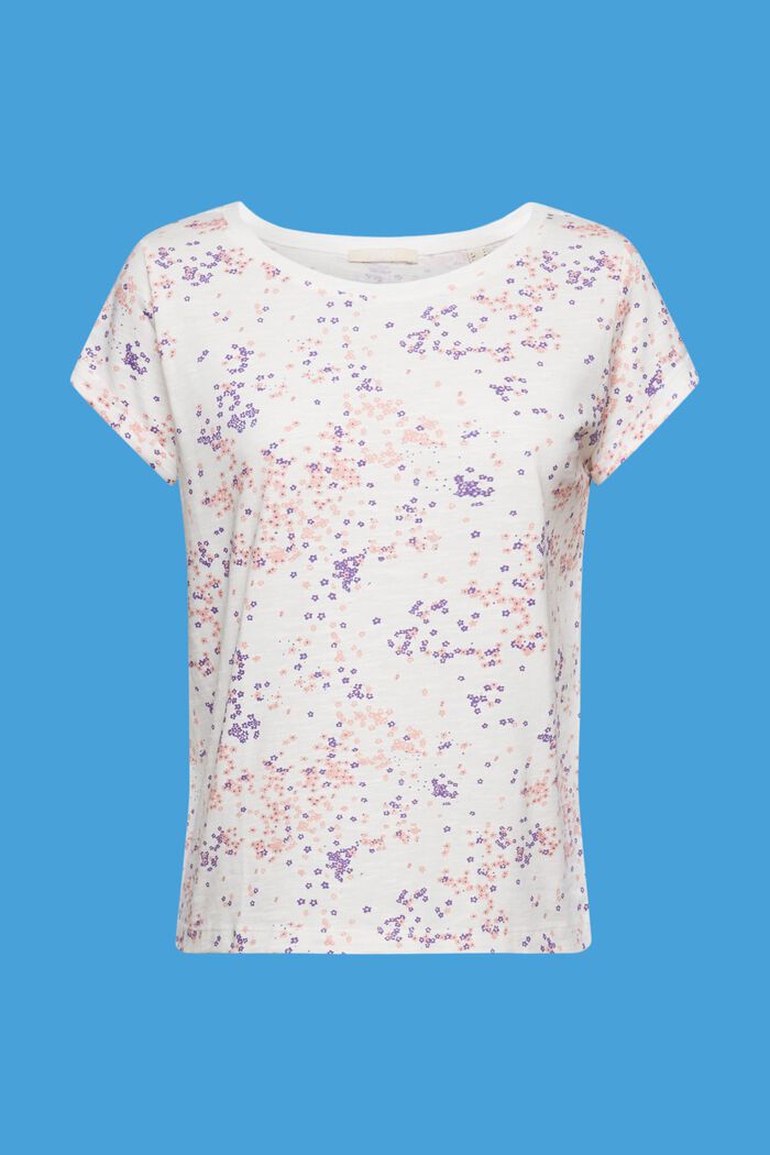 Camiseta de algodón con estampado floral, OFF WHITE, detail image number 5