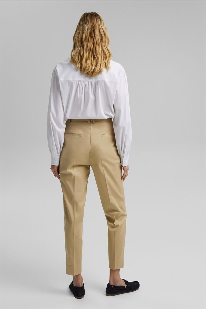 Pantalones chinos elegantes en algodón elástico, SAND, detail image number 3