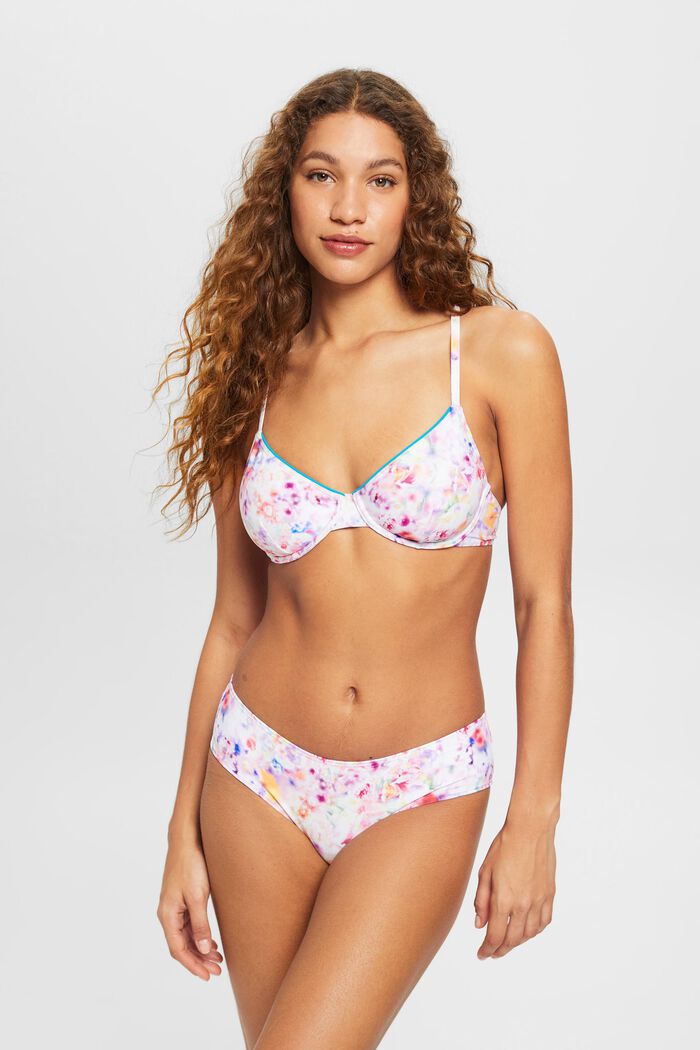 Braguitas hipster de bikini con estampado floral, TEAL BLUE, detail image number 0