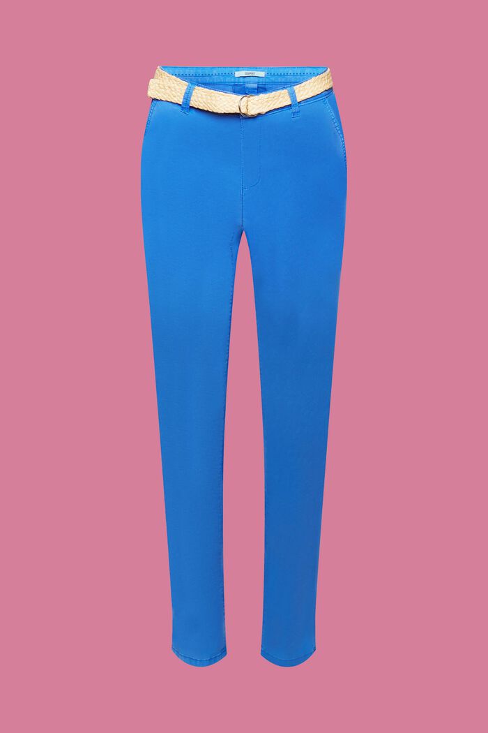 Pantalones chinos elásticos ligeros con cinturón, BRIGHT BLUE, detail image number 7