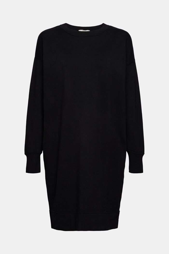 Vestido de punto oversize en mezcla de algodón, BLACK, overview