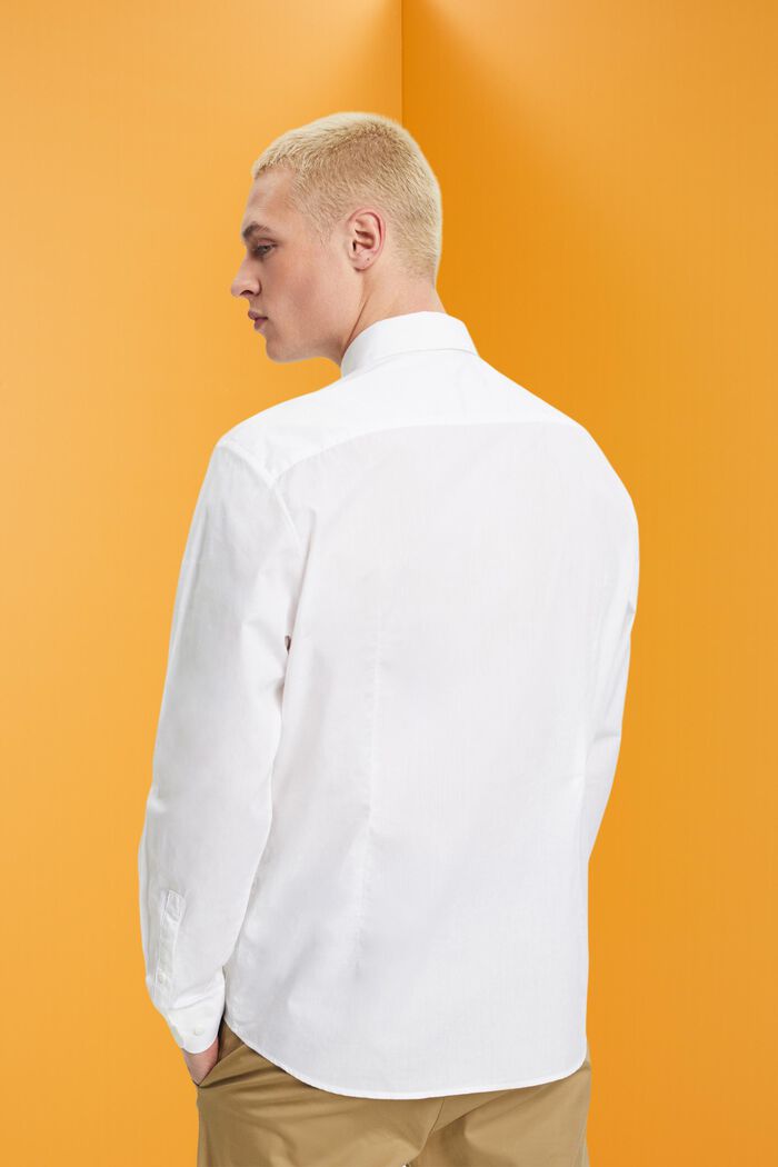 Camisa entallada de algodón, WHITE, detail image number 3