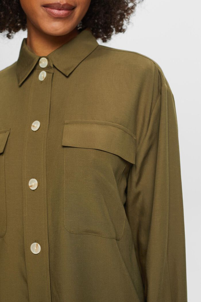 Camisa oversize con botones, KHAKI GREEN, detail image number 3
