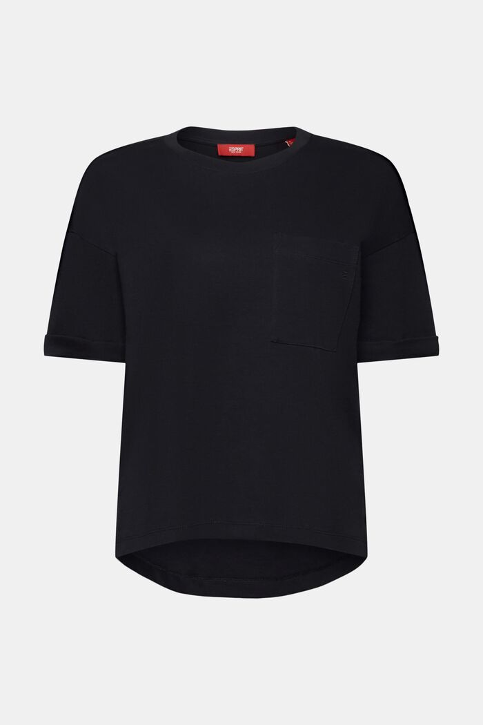 Camiseta con cuello redondo, 100% algodón, BLACK, detail image number 6