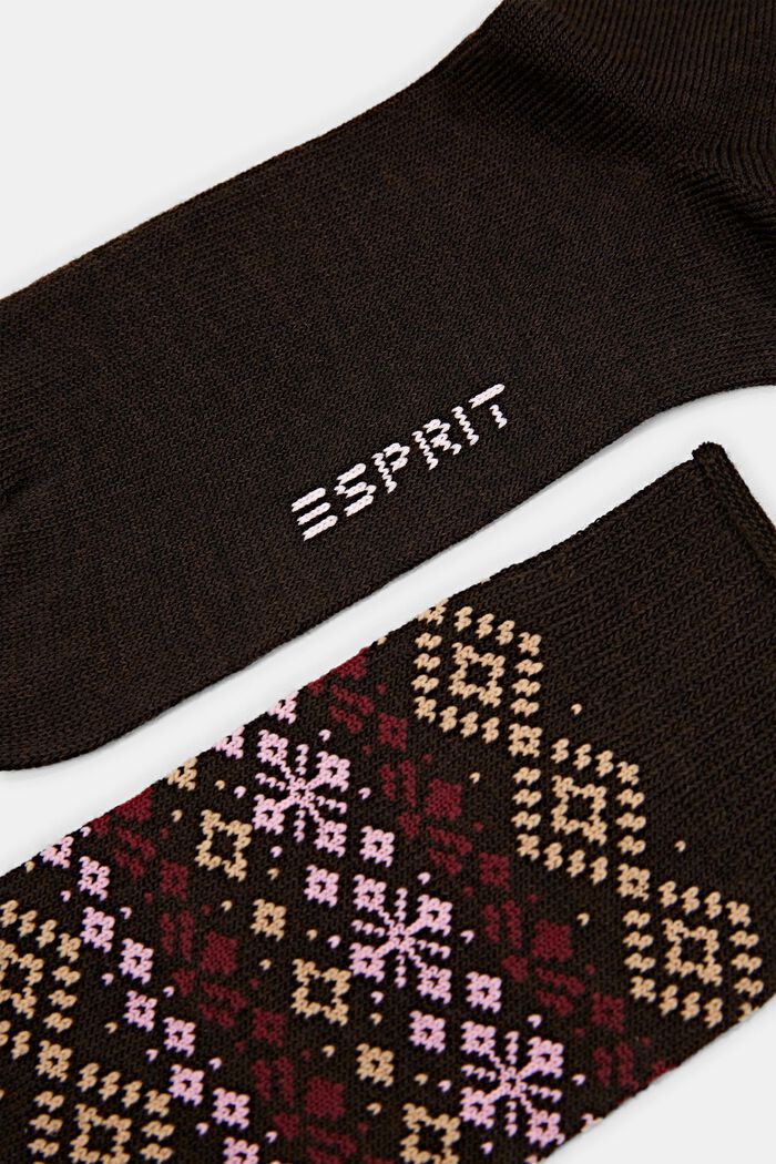 Pack de 2 pares de calcetines con diseño noruego, BROWN MELANGE, detail image number 1