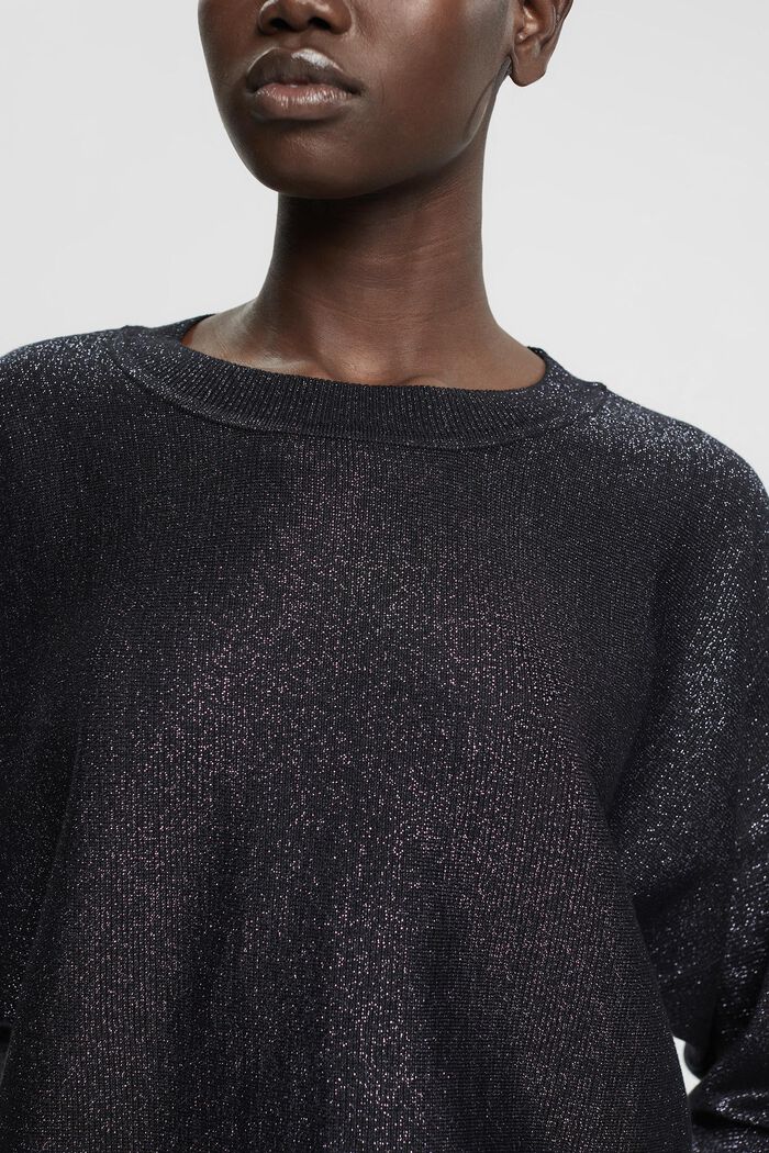 Suéter con efecto brillante, BLACK, detail image number 2