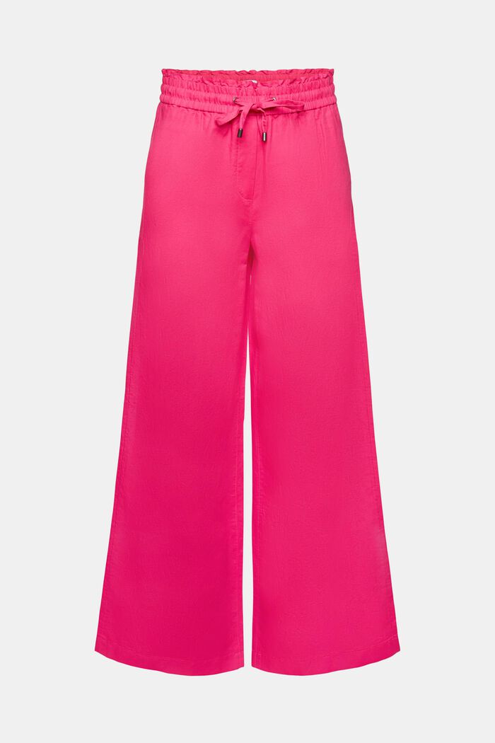 Pantalones de algodón y lino, PINK FUCHSIA, detail image number 7